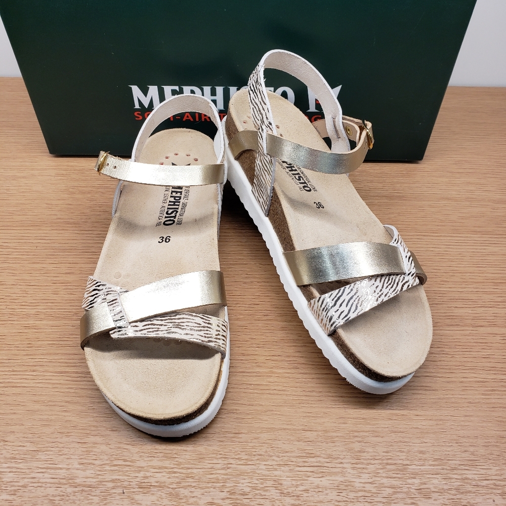 Mephisto Heiden Gold Zebra  Women's Sandal size 36 USA 6